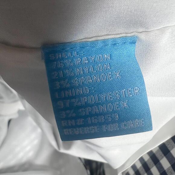 J. McLaughlin Kathryn in Navy White Gingham Check Ruffle Womens 12 Business NWOT - Picture 7 of 10